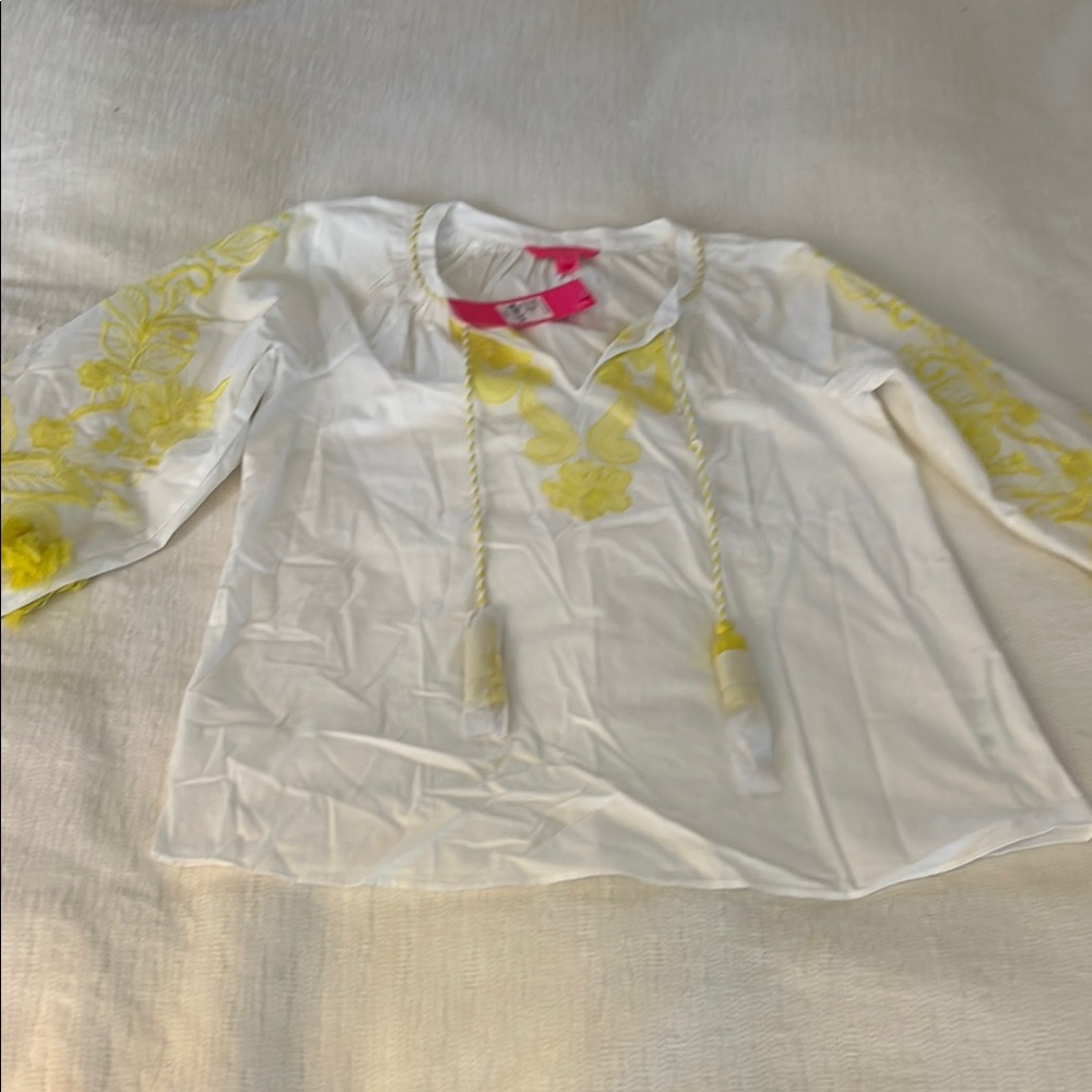 Lily Pulitzer White and Yellow Embroidered Top